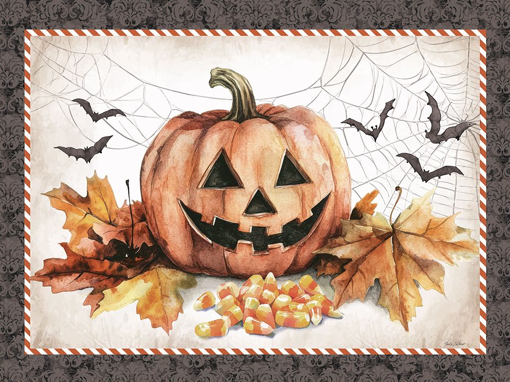 Jack-O-Lantern And Candy Corn art print by Nicole DeCamp for $57.95 CAD