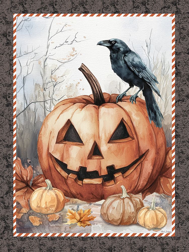 Jack-O-Lantern And Crow art print by Nicole DeCamp for $57.95 CAD
