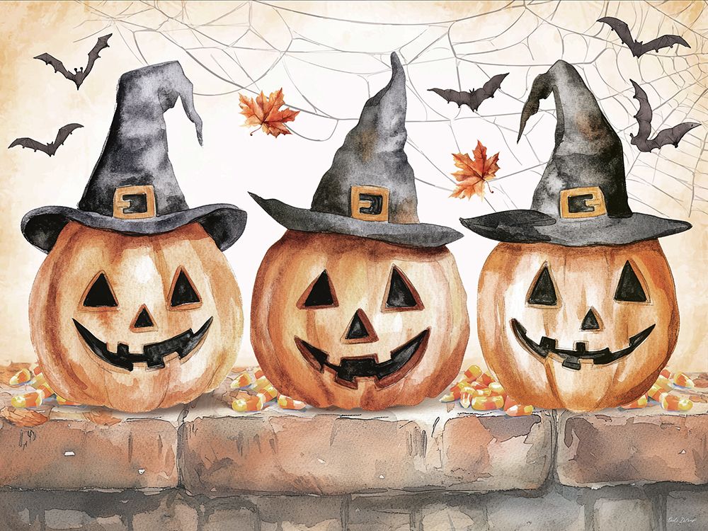 Trio Halloween Jack-O-Lanterns art print by Nicole DeCamp for $57.95 CAD