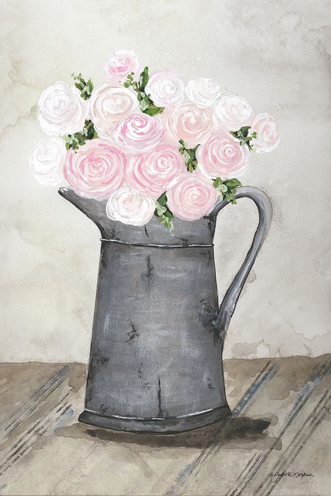Galvanized Pitcher of Ranunculus art print by Julie Norkus for $57.95 CAD