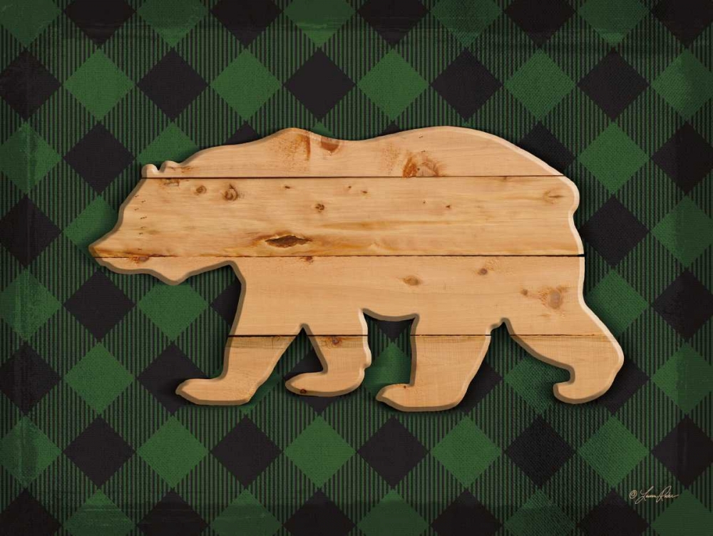 Wood and Plaid Bear art print by Lauren Rader for $57.95 CAD