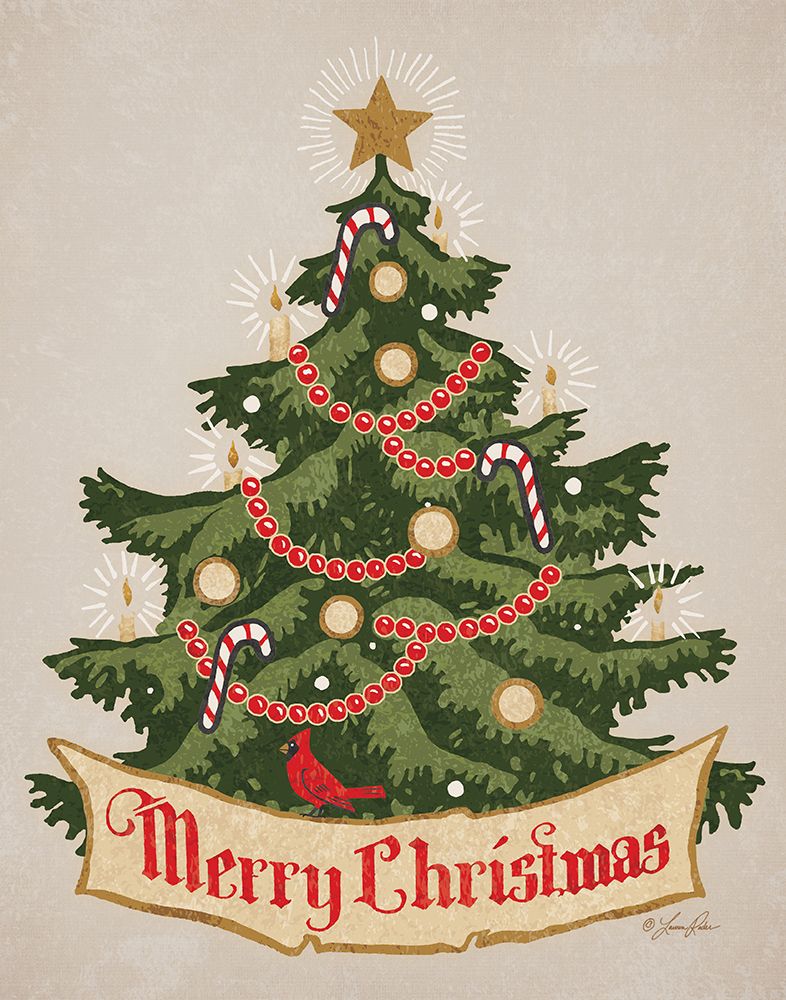 Vintage Christmas Tree art print by Lauren Rader for $57.95 CAD