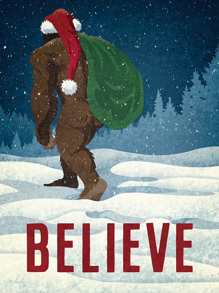 Believe Bigfoot Santa art print by Lauren Rader for $57.95 CAD