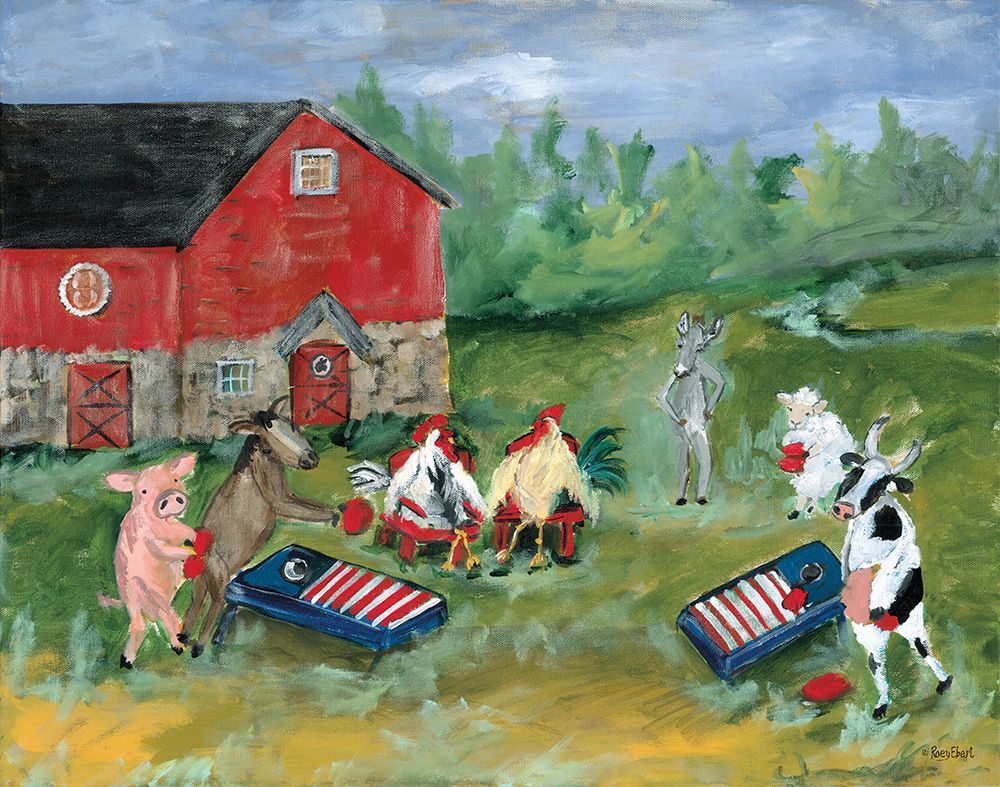 Barnyard Cornhole Tournament art print by Roey Ebert for $57.95 CAD