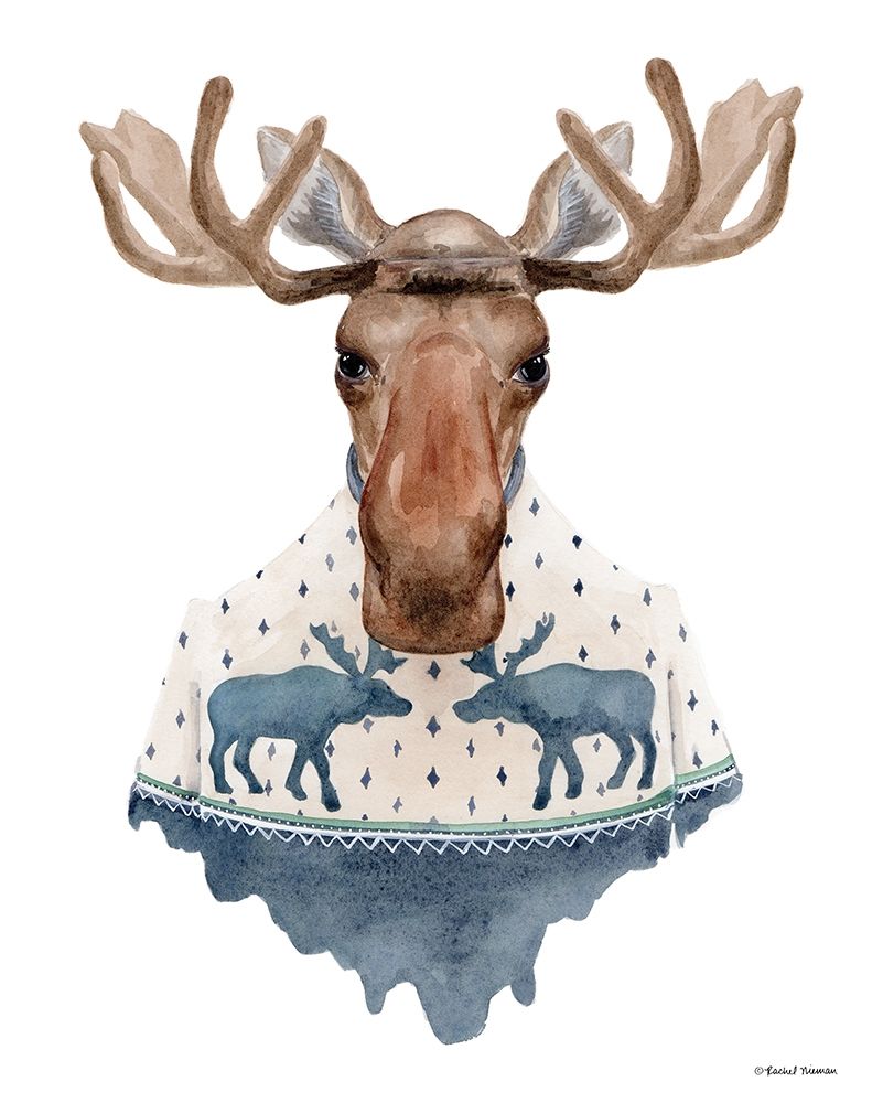 Moose in a Moose Sweater art print by Rachel Nieman for $57.95 CAD