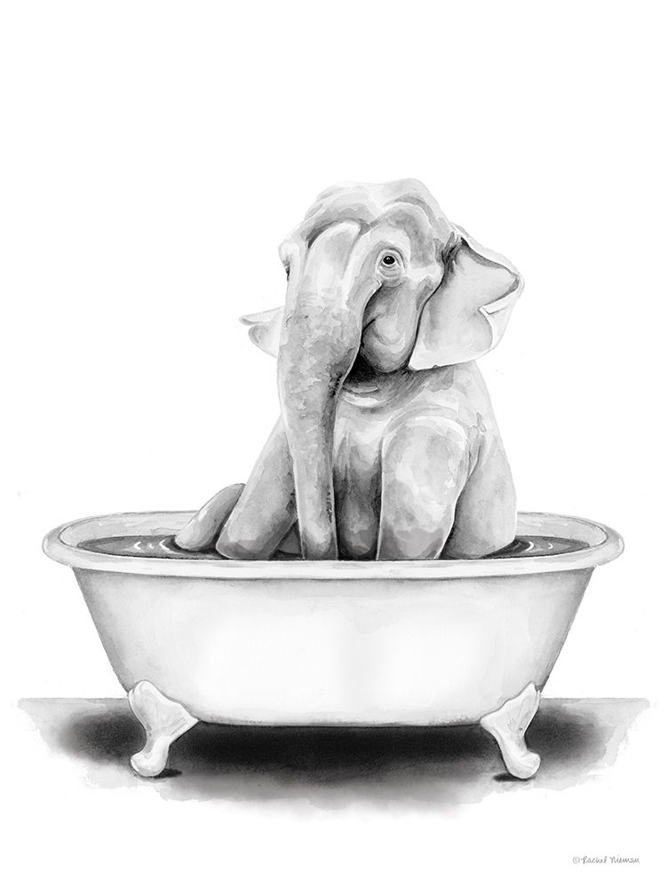 Elephant in Tub art print by Rachel Nieman for $57.95 CAD