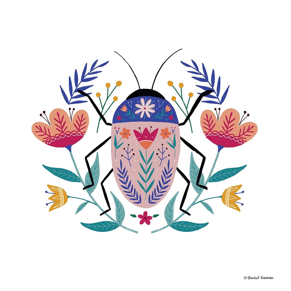 Folk Art Beetle art print by Rachel Nieman for $57.95 CAD
