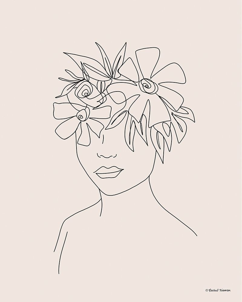 Head Full of Flowers Line Drawing art print by Rachel Nieman for $57.95 CAD