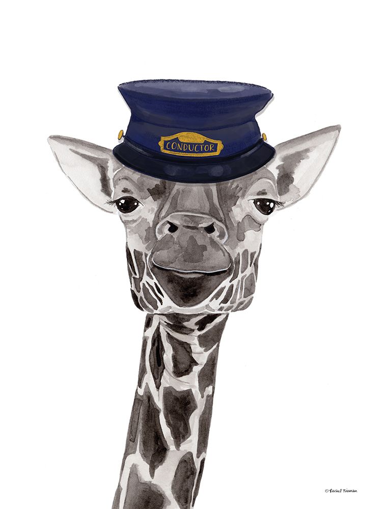 Train Conductor Giraffe art print by Rachel Nieman for $57.95 CAD