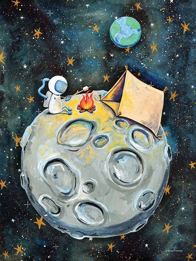 Camping Astronaut art print by Rachel Nieman for $57.95 CAD