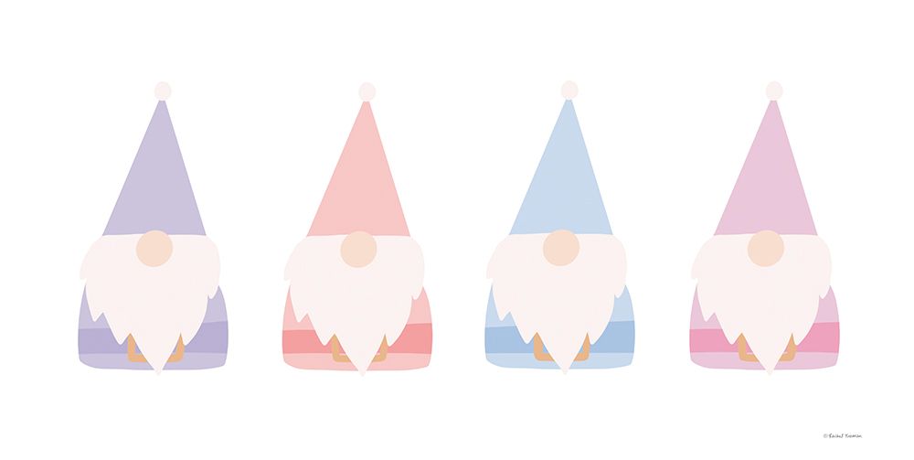 Pastel Santa Gnomes in a Row art print by Rachel Nieman for $57.95 CAD