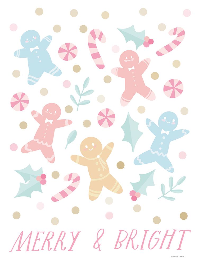Merry And Bright Pastel Gingerbread art print by Rachel Nieman for $57.95 CAD