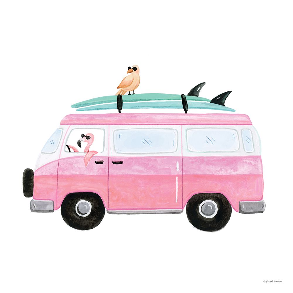 Flamingo Van Life art print by Rachel Nieman for $57.95 CAD