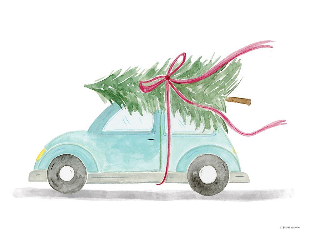 Vintage Car for Christmas art print by Rachel Nieman for $57.95 CAD
