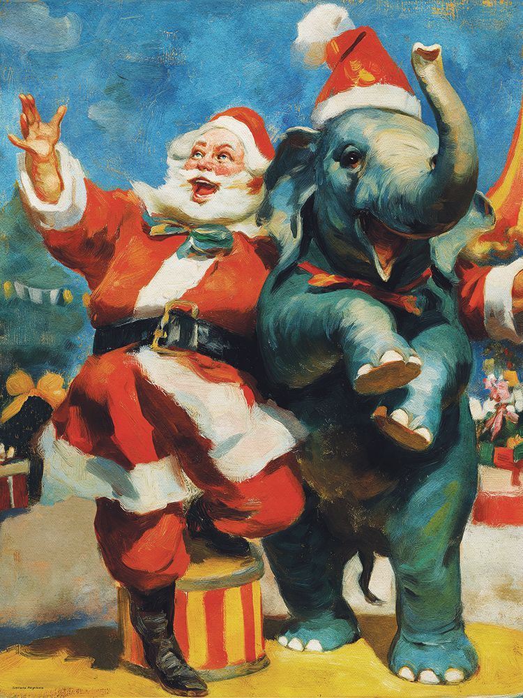 Santa and the Elephant art print by Svetlana Aleinikova for $57.95 CAD
