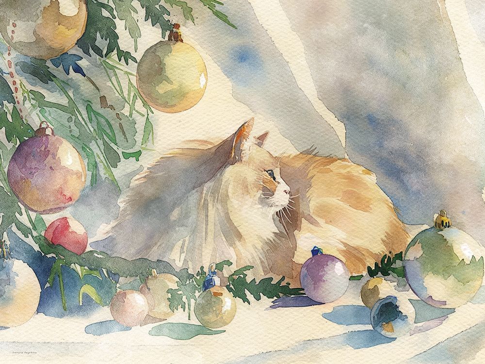 Festive Feline Slumber art print by Svetlana Aleinikova for $57.95 CAD