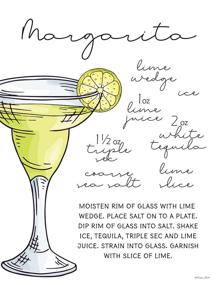 Margarita Recipe art print by Susan Ball for $57.95 CAD