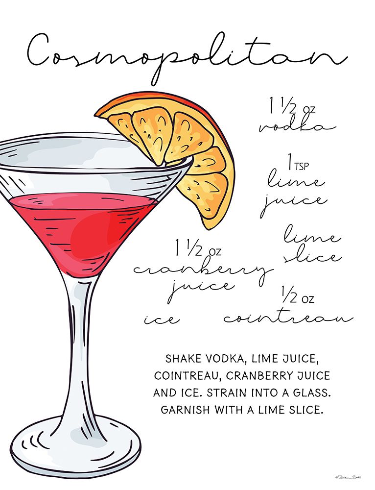 Cosmopolitan Recipe art print by Susan Ball for $57.95 CAD