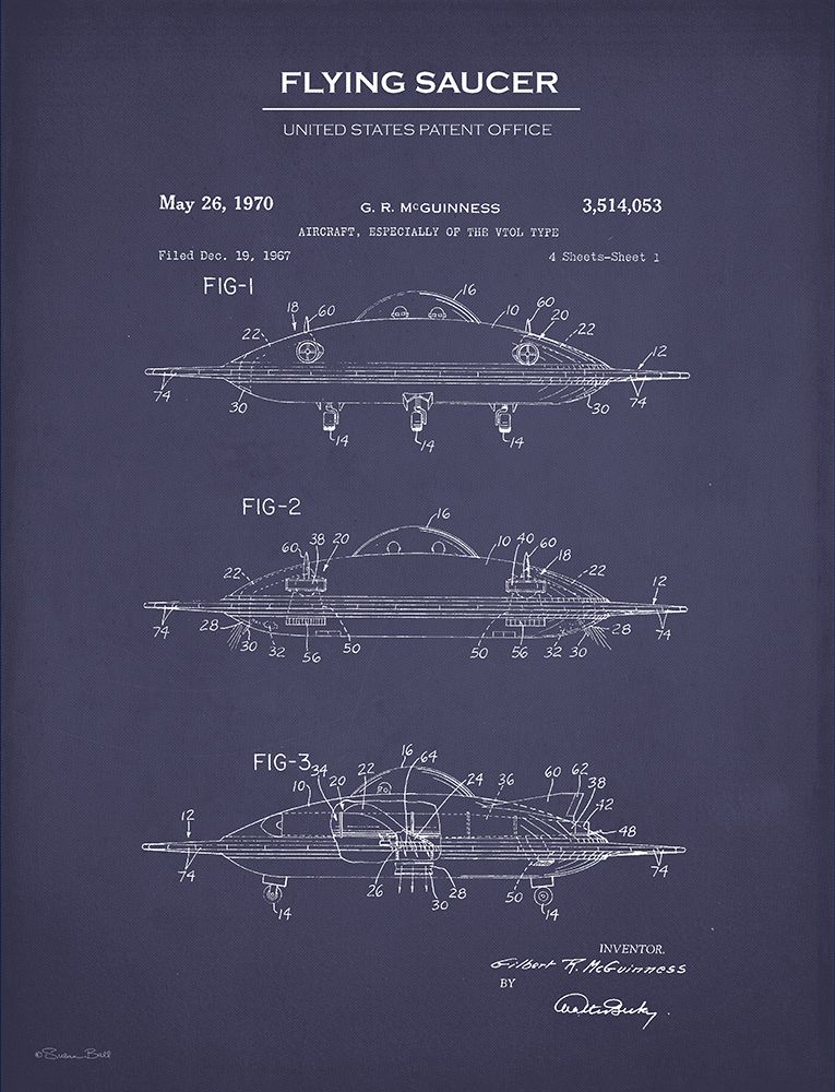 Flying Saucer Patent art print by Susan Ball for $57.95 CAD