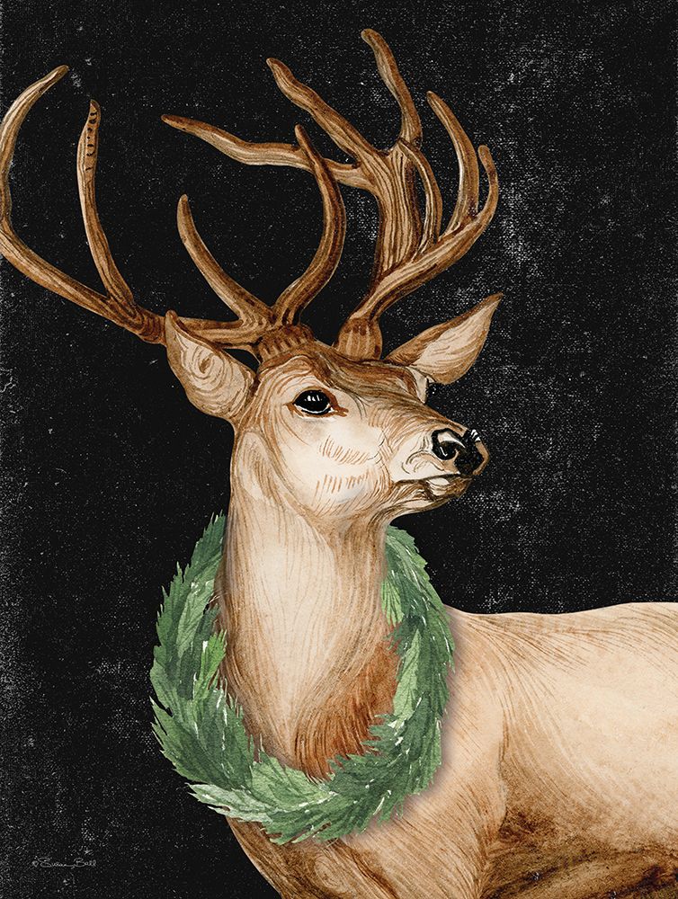 Deer with Wreath art print by Susan Ball for $57.95 CAD