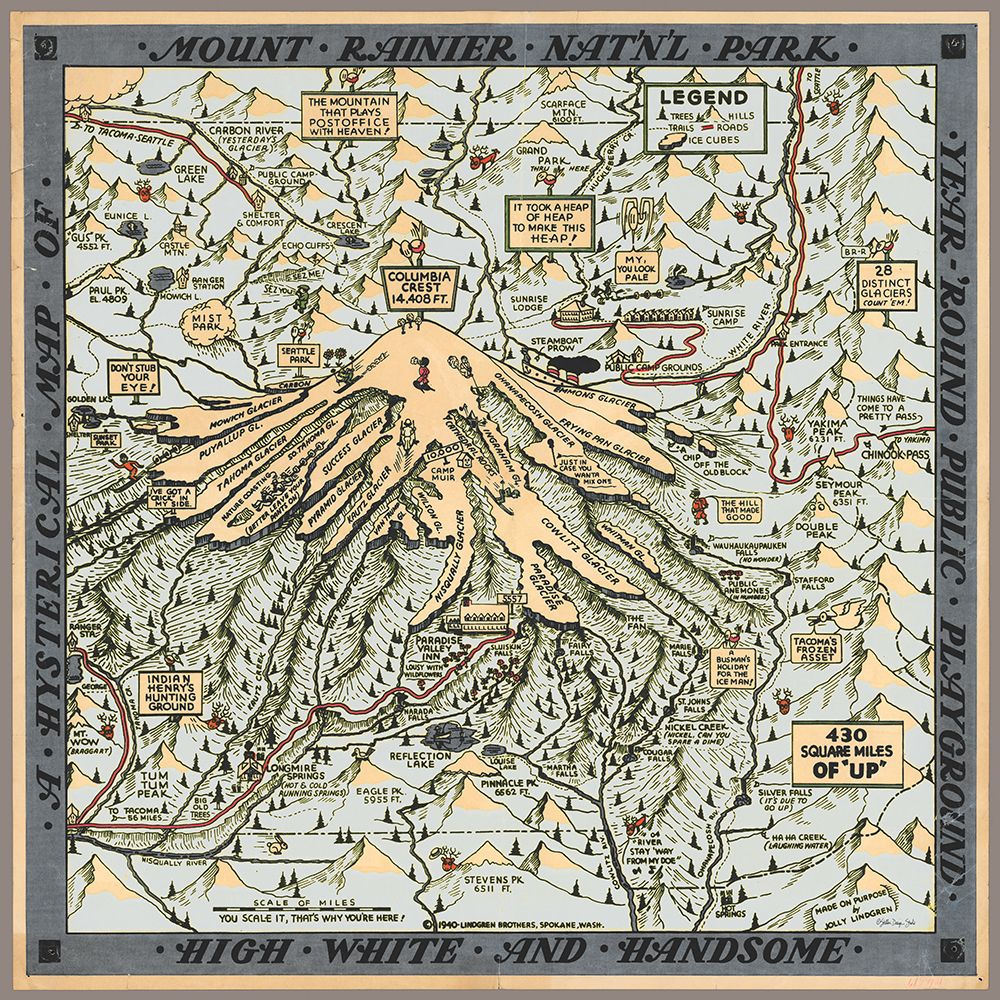 Mount Rainier National Park Map art print by Stellar Design Studio for $57.95 CAD