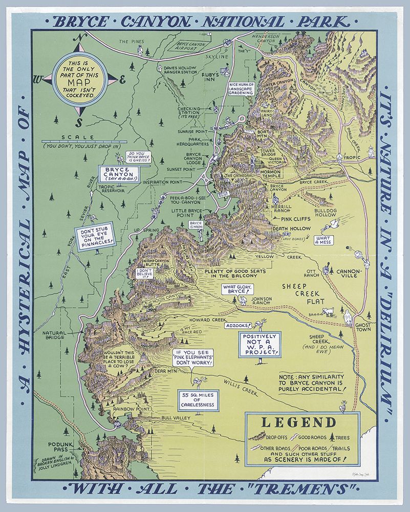 Bryce Canyon National Park Map art print by Stellar Design Studio for $57.95 CAD