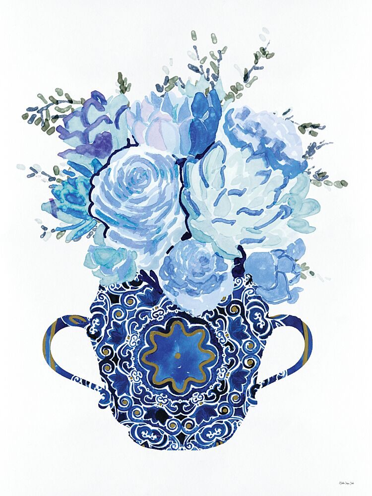 Delft Blue Blooms art print by Stellar Design Studio for $57.95 CAD