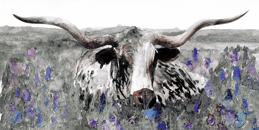 Longhorn in Flower Field art print by Stellar Design Studio for $57.95 CAD