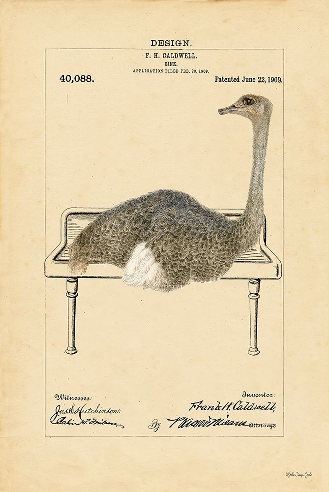 Ostrich in Sink art print by Stellar Design Studio for $57.95 CAD