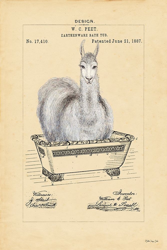 Llama in Tub art print by Stellar Design Studio for $57.95 CAD