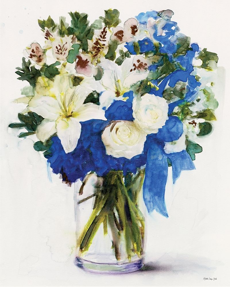 White And Navy Floral Arrangement I art print by Stellar Design Studio for $57.95 CAD