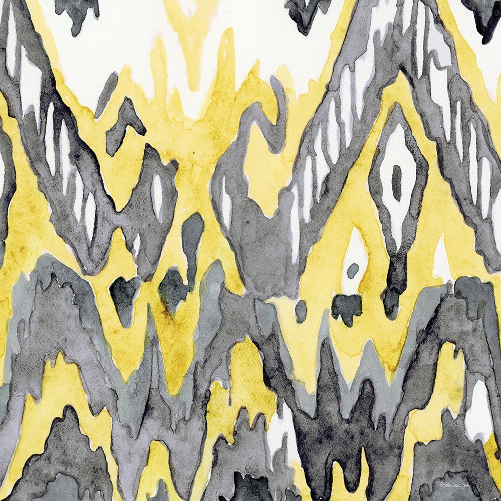 Yellow-Gray Ikat 2 art print by Stellar Design Studio for $57.95 CAD