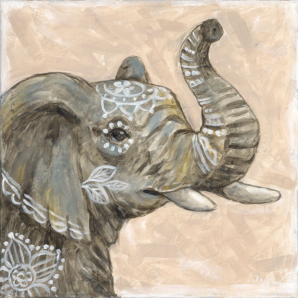 Patterned Elephant art print by Sara G. Designs for $57.95 CAD