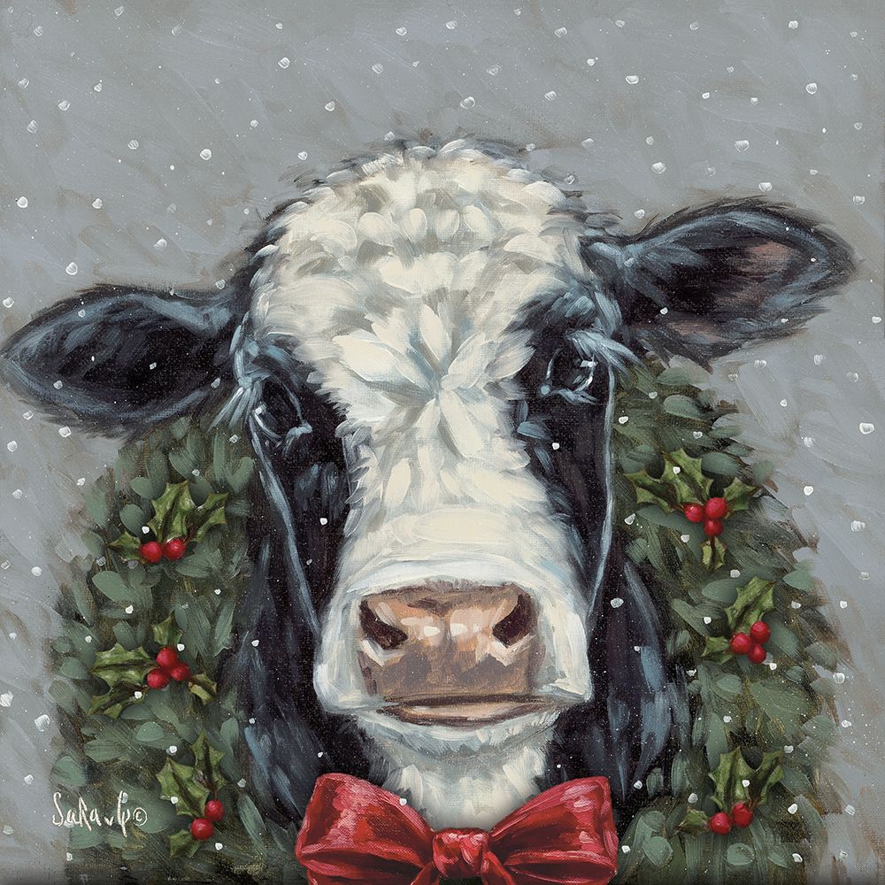 Snowy Day Christmas Cow II art print by Sara G. Designs for $57.95 CAD