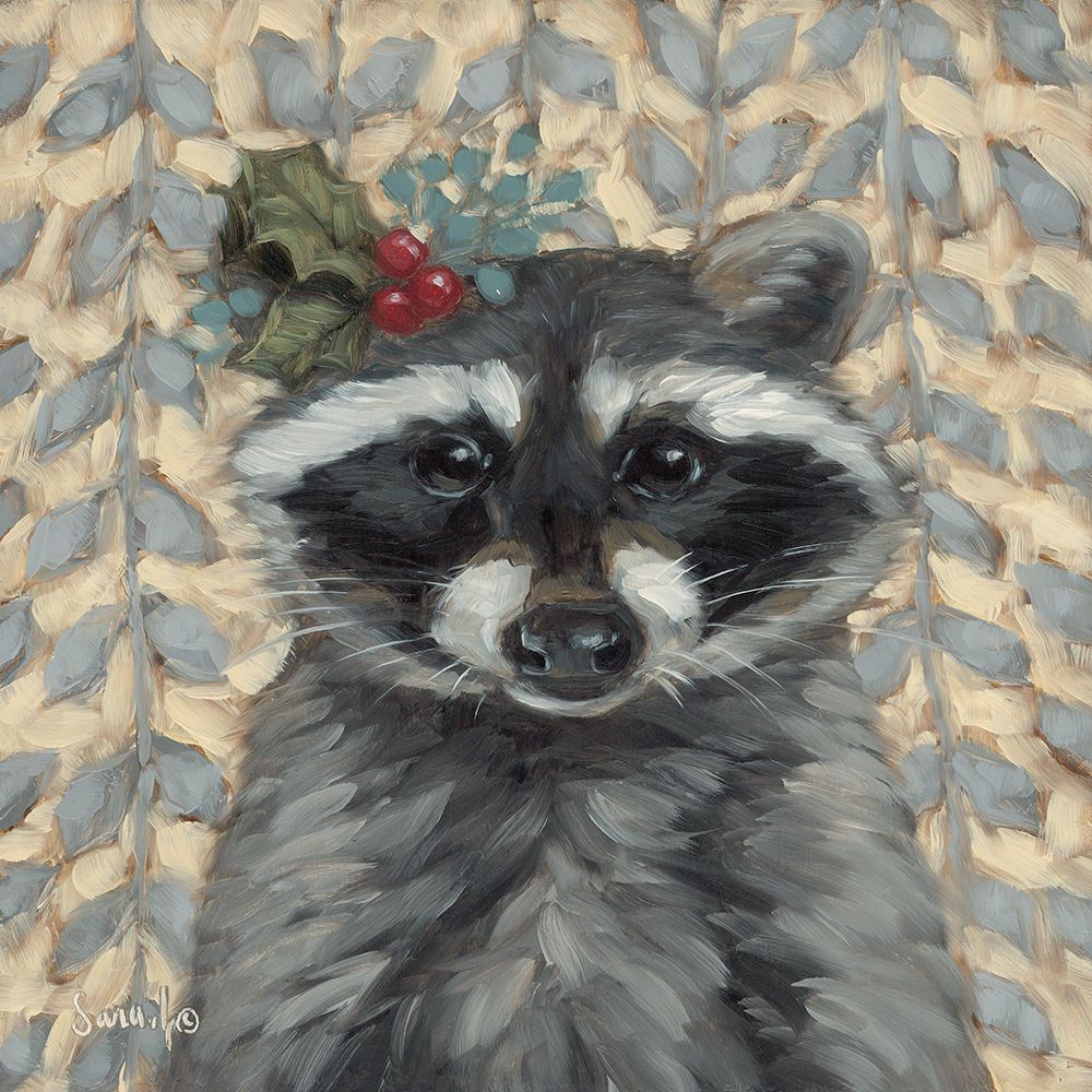 Holly Jolly Racoon art print by Sara G. Designs for $57.95 CAD