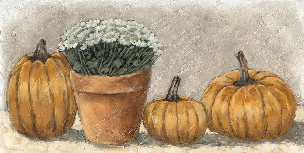 Flower Pot and Pumpkins II art print by Sara G. Designs for $57.95 CAD