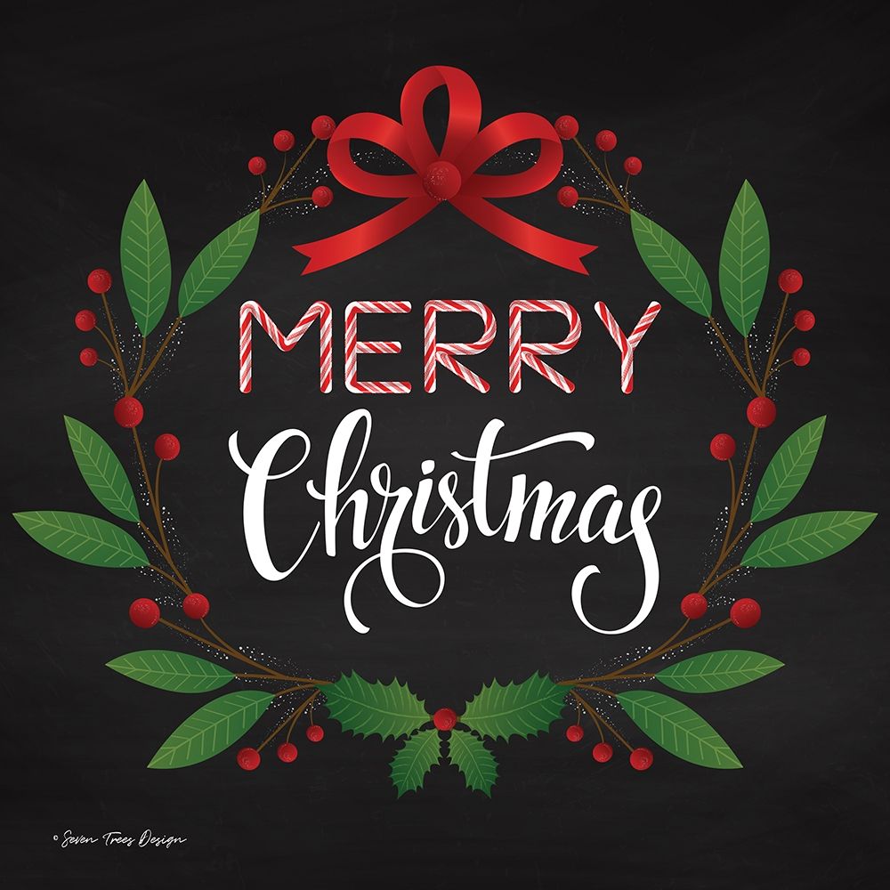 Peppermint Merry Christmas art print by Seven Trees Design for $57.95 CAD