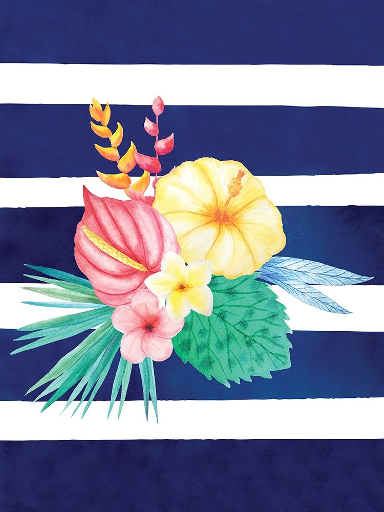 Watercolor Flowers Blue Lines I art print by Seven Trees Design for $57.95 CAD