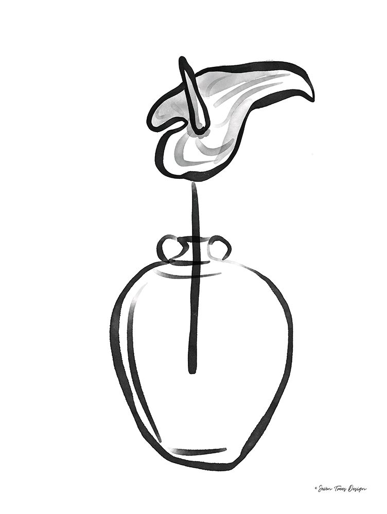 Flower and Pot Drawing art print by Seven Trees Design for $57.95 CAD