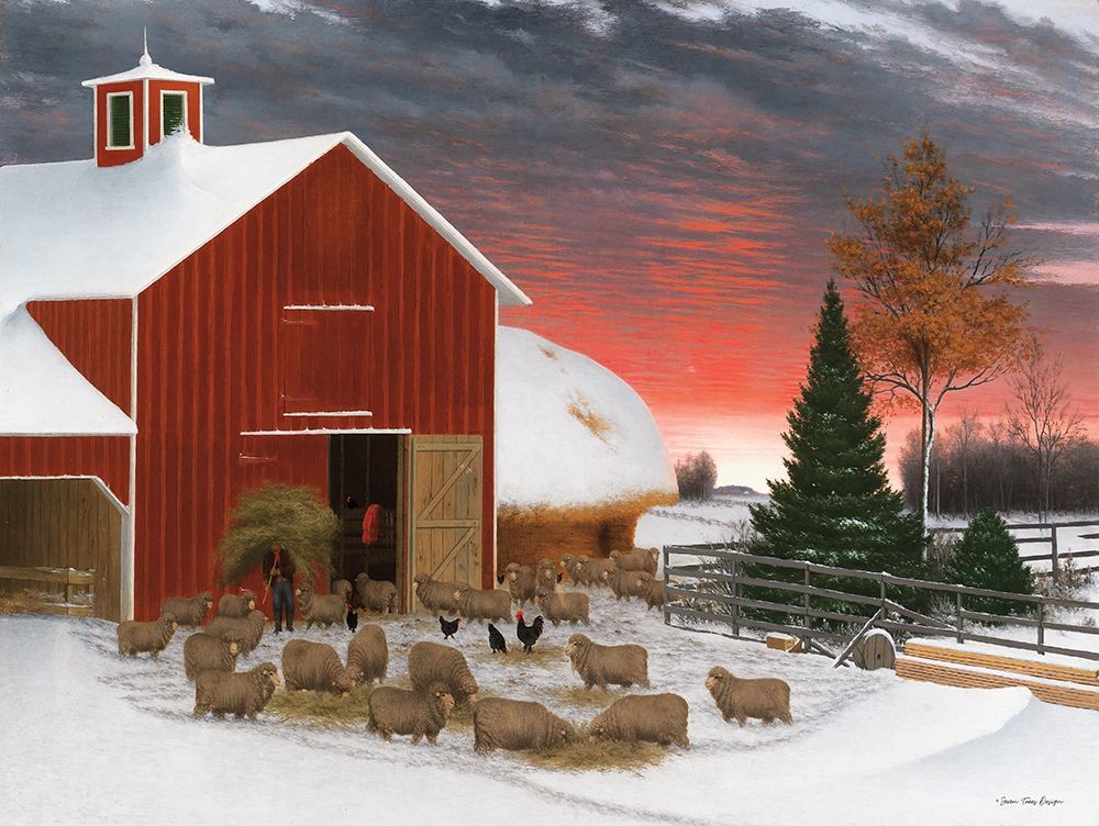 Snowy Farm art print by Seven Trees Design for $57.95 CAD