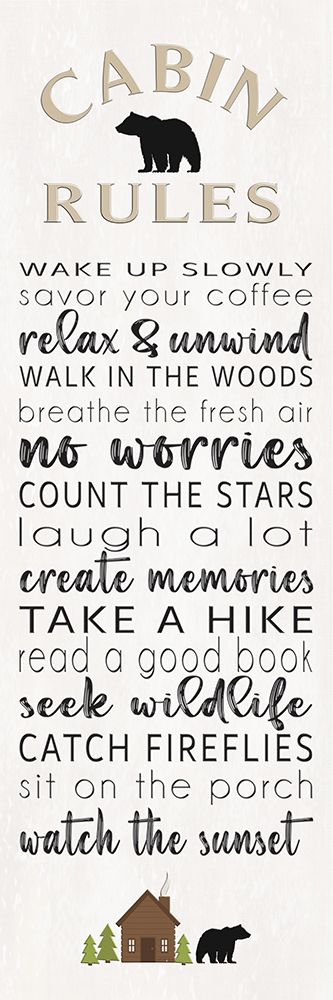 Cabin Rules Bear art print by Catch A Star for $57.95 CAD