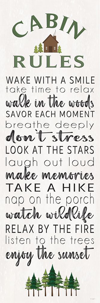 Cabin rRules art print by Catch A Star for $57.95 CAD