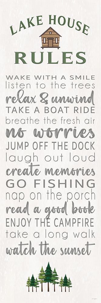 Lake House Rules - Pine Trees art print by Catch A Star Fine Art for $57.95 CAD