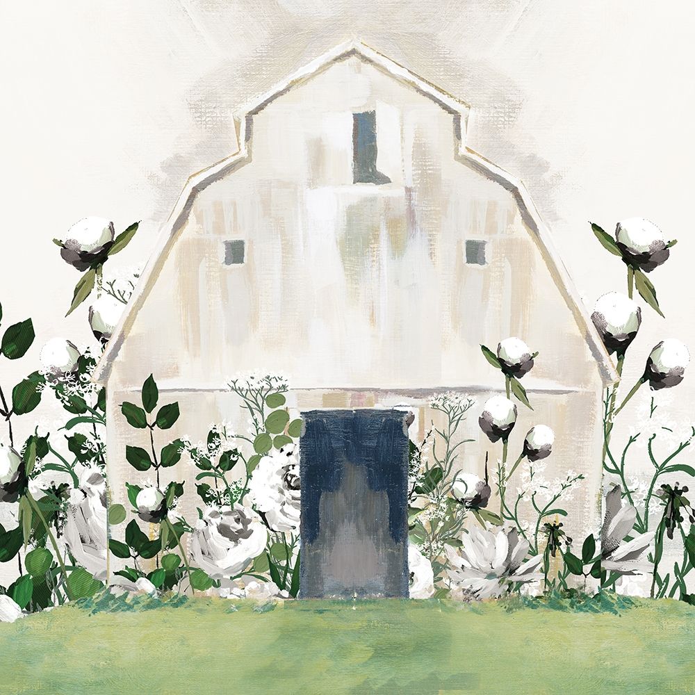 White Floral Barn art print by White Ladder for $57.95 CAD
