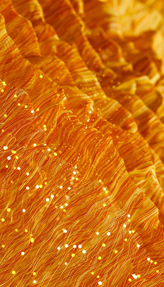 Abstract Orange Waves With Shimmering Dots Like A Flowing, Textured Surface. Illustration, Rendering art print by Sergio Bonilla for $57.95 CAD