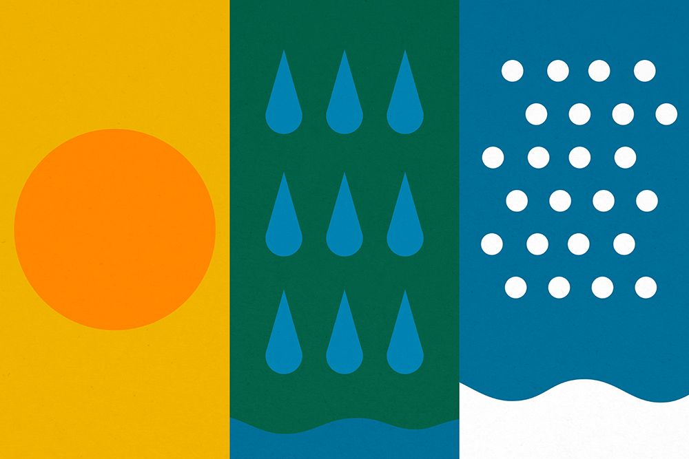 Abstract Illustration Of Weather Showing Sun Rain And Snow art print by Mila Becker for $57.95 CAD