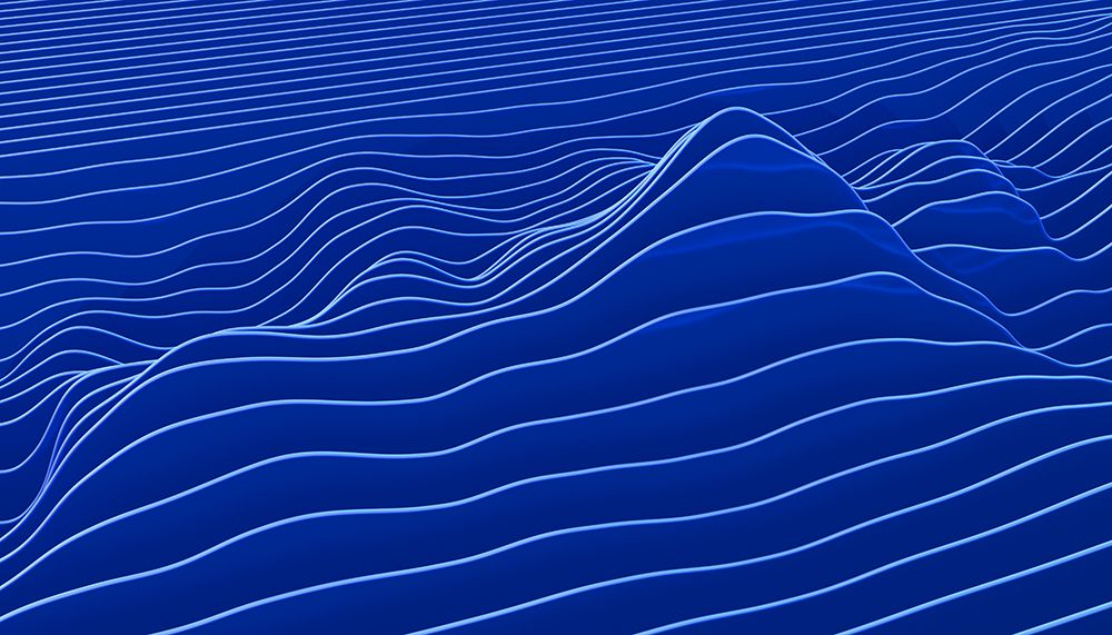 Abstract Blue 3D Wave Curves Digital Render With Copy Space art print by Serjunco for $57.95 CAD