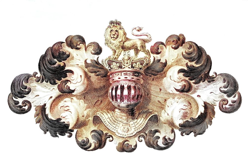 Helmet. Coat Of Arms And Cloak Or Lambrequin Of The British Sovereign. 1820. England. Historical art print by Unknown for $57.95 CAD