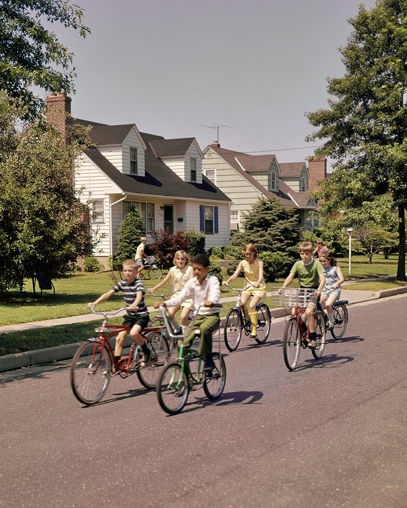 1960S 1970S Group Children Riding Bikes Down Suburban Street art print by H. Armstrong Roberts for $57.95 CAD