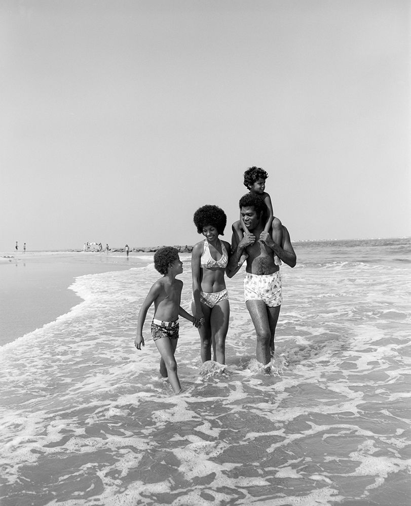 1970S African American Family Man Father Woman Mother Two Boys Sons Wading In Surf Walking Beach art print by ClassicStock for $57.95 CAD